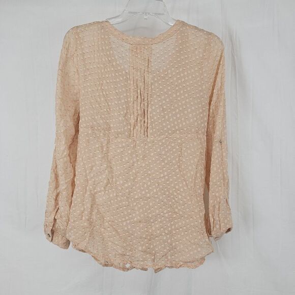 Meadow Rue Anthropologie Adoria Swiss Dot Lattice Detail Silk Blend Top Size Med - Picture 5 of 6